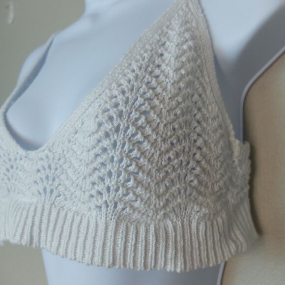 Boohoo White Crochet Crop Top Bralette Size 12 - Picture 3 of 5